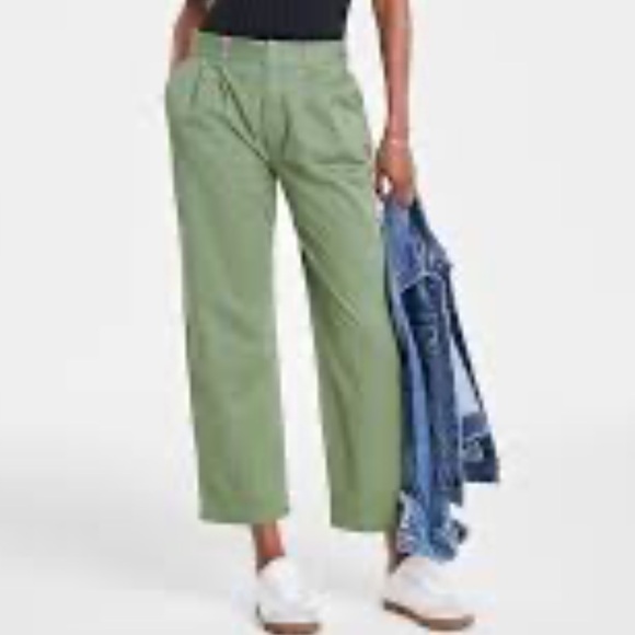 On 34th Pleated Chino Straight Leg Ankle Pants Olive Green 16W - Picture 5 of 15